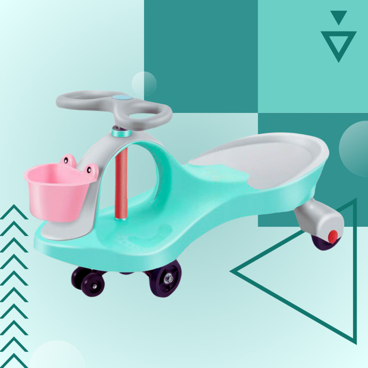 Masinuta pentru copii gravitationala, Zola, Swing car, directie 360°, cosulet, greutate maxima suportata 60 Kg, verde Masinuta pentru copii gravitationala, Zola, Swing car, directie 360°, cosulet, greutate maxima suportata 60 Kg, verde